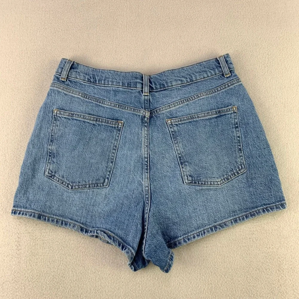 ASOS Design Denim Shorts Women 10 Blue High Rise Mom Fit Stretch